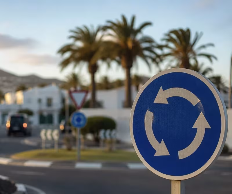 Two Buses Collide at Lanzarote Island Council Roundabout, Causing Traffic Delays