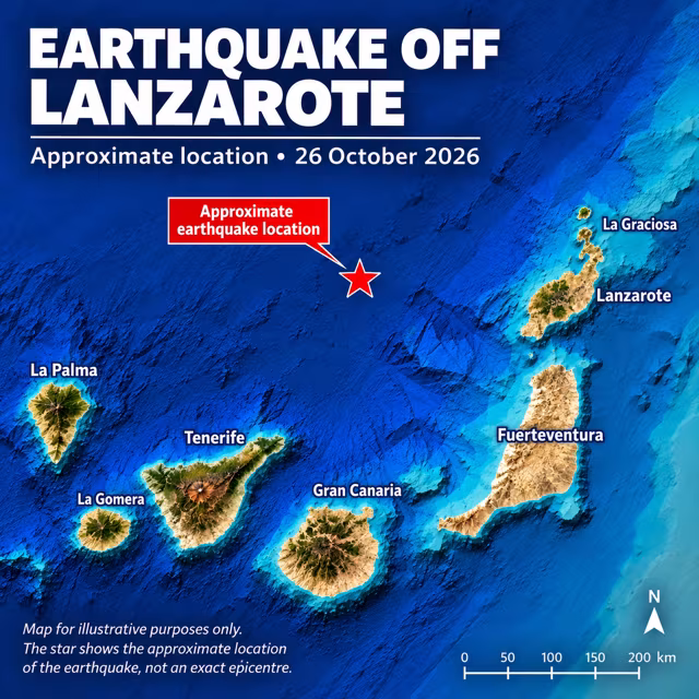 SMALL OFFSHORE EARTHQUAKES RECORDED WEST OF LANZAROTE